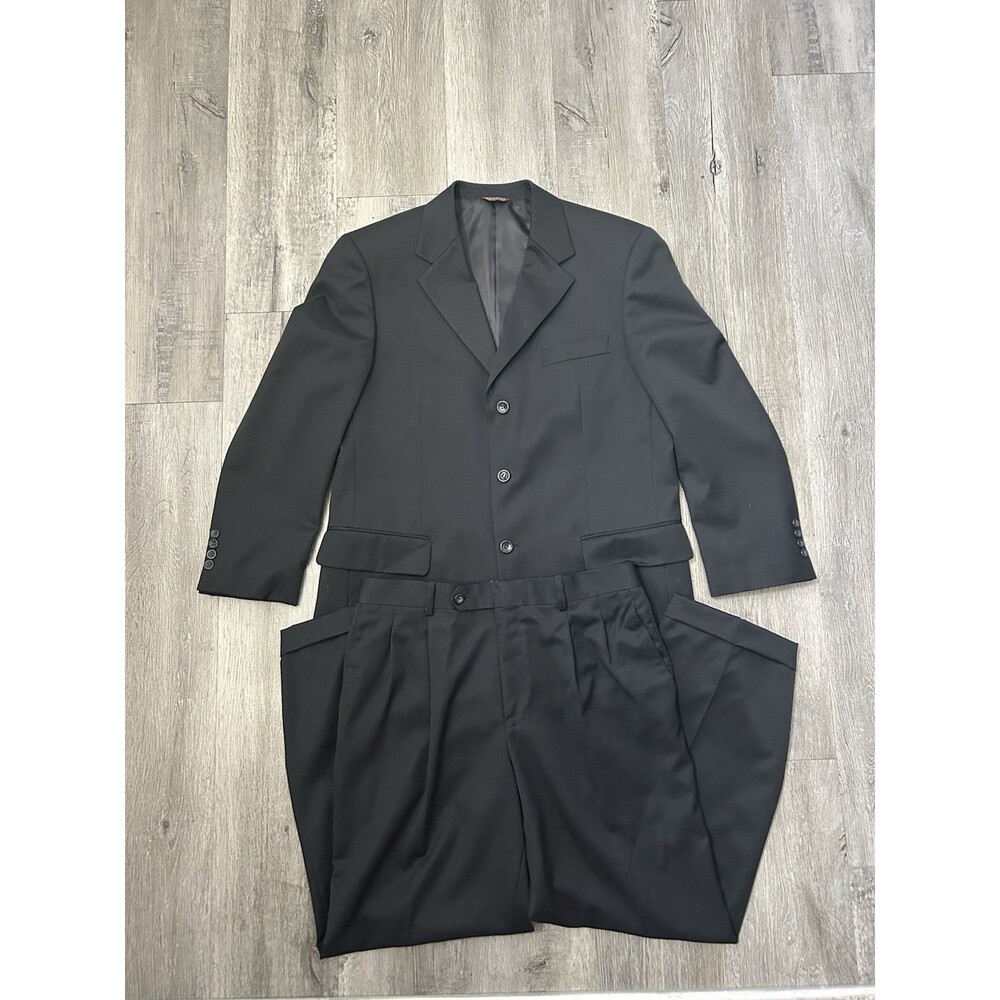 Cianni Cellini Men's 100% Wool Black Suit Set 2 Piece Jacket Sz 40S Pants Sz 34S
